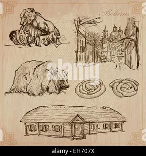 Voyager série : Bélarus (lot no7) - Collection d'un hand drawn vector illustrations. Chaque dessin se composent de trois couches de Illustration de Vecteur