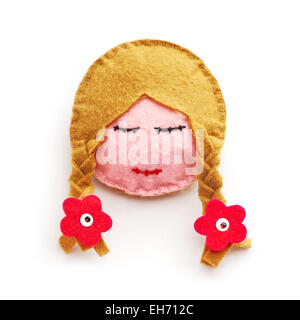 Girl poupée de chiffon blanc sur la tête Banque D'Images