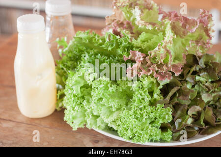 Légumes hydroponiques frais sur la table en bois, stock photo Banque D'Images