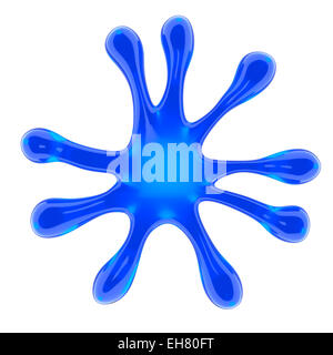 Blue microbe ou fluide splash isolated on white Banque D'Images