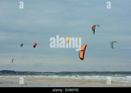 Plage de Quiberon France voile cerf-volant d'activité Banque D'Images