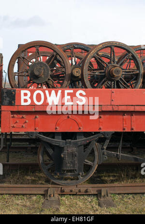 Un camion rempli de vieux wagon wheels vu sur le Bowes Railway, Angleterre du Nord-Est, Royaume-Uni Banque D'Images