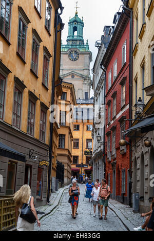 Scène de rue à Gamla Stan, Stockholm, Suède, Scandinavie, Europe Banque D'Images