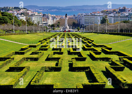 Portugal, Lisbonne : vue sur le parc et d'tage à l'angle du Parque Eduardo VII Banque D'Images