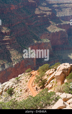 South Kaibab Trail dans le Parc National du Grand Canyon, Arizona, USA Banque D'Images