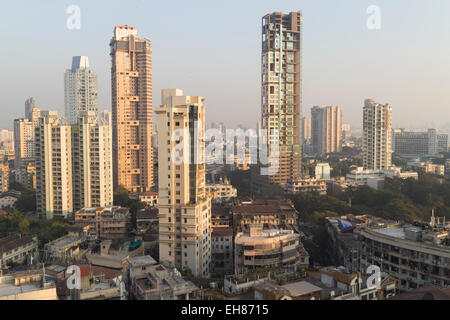 Mumbai skyline de Malabar Hill, Mumbai, Maharashtra, Inde, Asie Banque D'Images