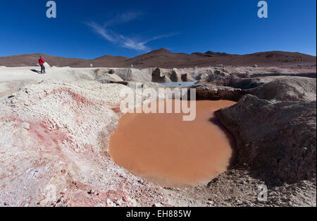 Sol de Manana, un champ géothermique dans Sur Lipez Province dans le département de Potosi, Bolivie, Amérique du Sud Banque D'Images