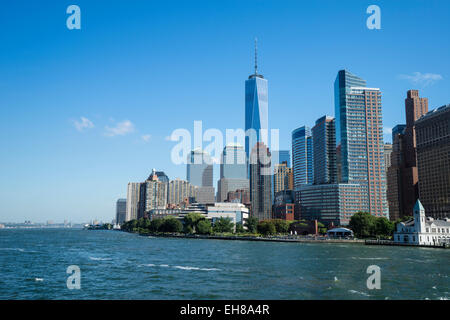 One World Trade Center, Lower Manhattan et Hudson River, New York City, New York, États-Unis d'Amérique, Amérique du Nord Banque D'Images