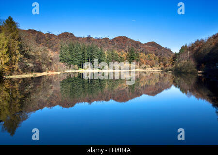 Yew Tree Tarn sur une journée ensoleillée d'automne, Parc National de Lake District, Cumbria, Angleterre, Royaume-Uni, Europe Banque D'Images