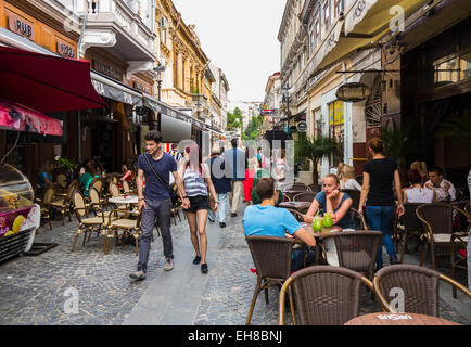 Bars et restaurants dans la Vieille Ville, Centre de Vechi, Bucarest, Roumanie, Europe Banque D'Images