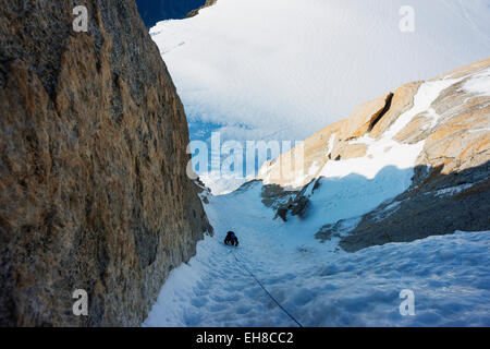 Europe, France, Haute Savoie, Rhone Alpes, Chamonix, Chere couloir sur le Mont Blanc du Tacul Banque D'Images