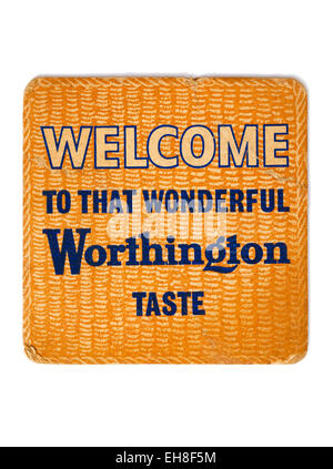 La publicité de la bière Vintage Beermat Worthington Banque D'Images