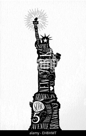 Monument de New York city vintage illustration de l'étiquette. Idéal pour imprimer et poster stamp, carte de vœux. Fichier vectoriel EPS10. Illustration de Vecteur