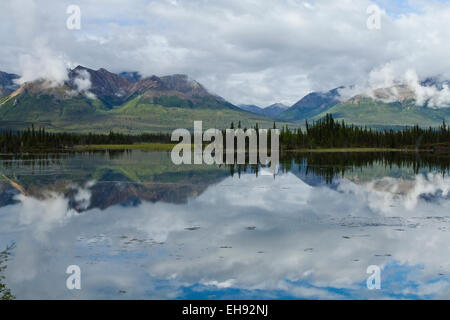 Reflet dans Mentasta Lake, Alaska Banque D'Images