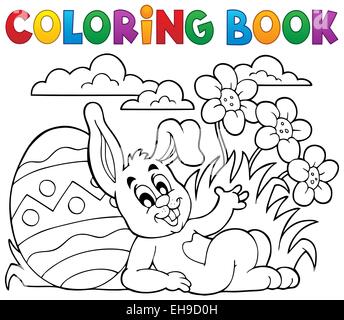 Livre de coloriage lapin de Pâques Thème 2 - photo illustration. Banque D'Images