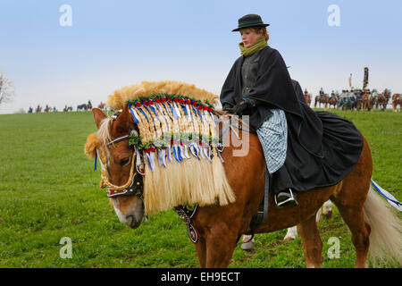 Procession Leonhardiritt, Sankt Leonhard am Inzell, Inzell, Chiemgau, Haute-Bavière, Bavière, Allemagne Banque D'Images