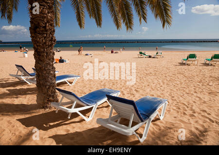 Plage Playa de Las Teresitas près de San Andres, Tenerife, Canaries, Espagne, Europe Banque D'Images