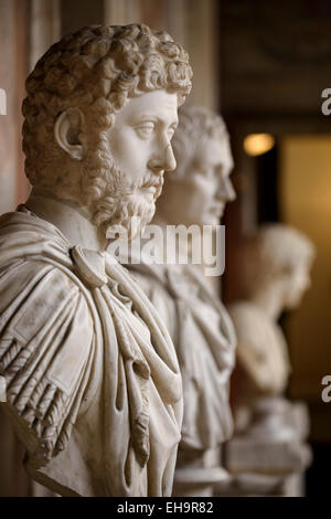 Rome. L'Italie. Portrait buste de l'empereur romain Marc Aurèle. Palazzo Altemps. Museo Nazionale Romano. Banque D'Images