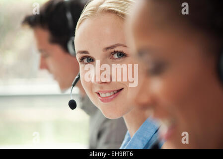 Travailler en call center Banque D'Images