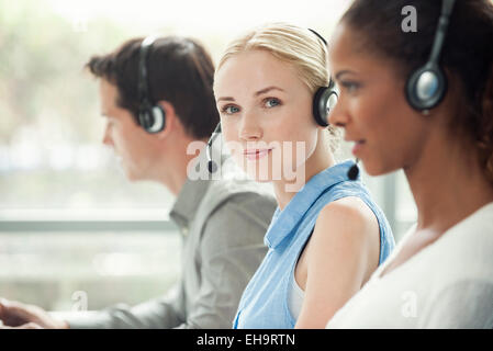 Travailler en call center Banque D'Images