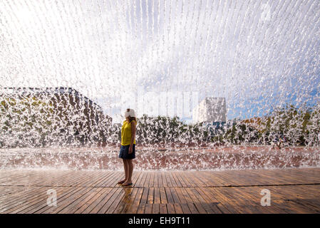 Cascade de l'Hôtel Jardins D'Água (jardins d'eau) dans le Parque das Nações (Parc des Nations). Lisbonne, Portugal Banque D'Images