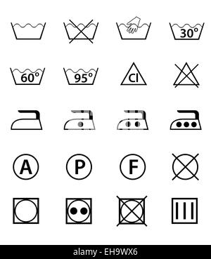 Guide de lavage set icons illustration isolé sur fond blanc Banque D'Images