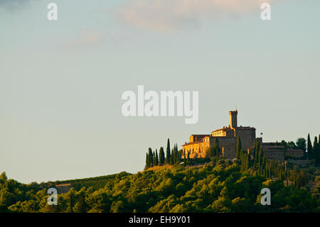 Poggio alle Mura Château. Localité : Montalcino (SI), Toscane, Italie Banque D'Images