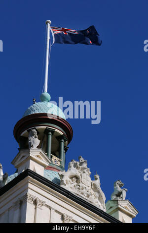 Drapeau Nouvelle Zélande Dunedin Railway Station à Dunedin Nouvelle Zélande Banque D'Images