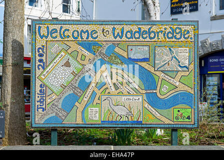 Carte mosaïque à Wadebridge, Cornwall, England UK Banque D'Images