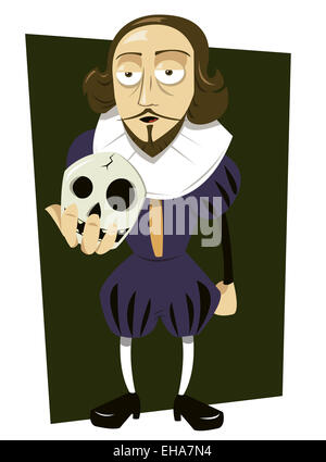 Un vecteur caricature représentant William Shakespeare, se demandant à Banque D'Images