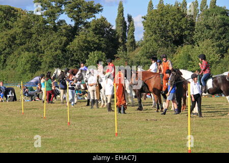 Officers' fancy dress course de relais, l'Association Gymkhana 2014 Rangers, bestiaux, Hampton Court, Surrey, Angleterre, Royaume-Uni, Europe Banque D'Images