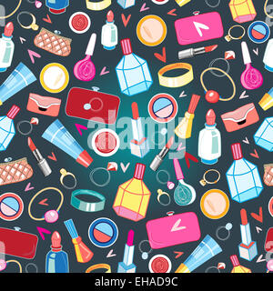 Beau motif multicolore de sonneries et des cosmétiques sur fond sombre Banque D'Images