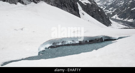 Par des flux importants au Pré de Madame Carle, Parc National des Ecrins, Alpes Françaises. Banque D'Images