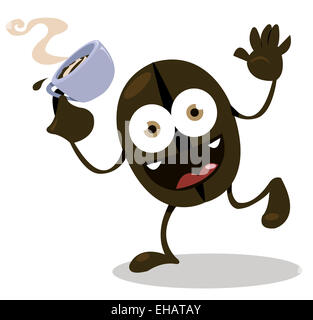 Un vecteur caricature représentant un drôle de grain de café Banque D'Images