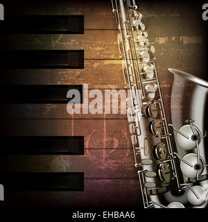 Abstract grunge music background brown avec saxophone Banque D'Images