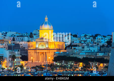 L'Europe méditerranéenne, Malte, les trois villes, Vittoriosa, église St Joseph en Kalkara creek Banque D'Images