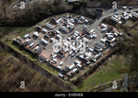 Vue aérienne d'une Gypsy Caravan camping site dans le West Yorkshire, UK Banque D'Images