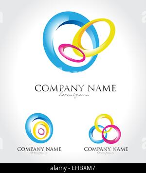 Les cercles colorés Logo. Résumé de création logos effectués avec des cercles Banque D'Images