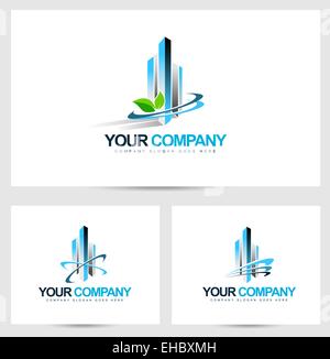 Bâtiment de l'entreprise Logo. Vector Design for Real Estate Company.Skyscraper logo. Banque D'Images