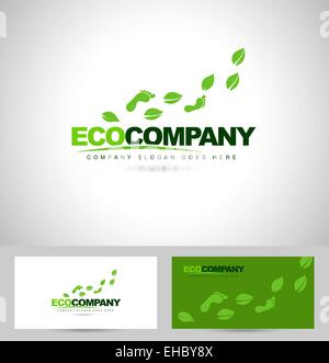 L'Empreinte écologique La conception de logo. Logo créative concept avec pieds et feuilles vertes. Banque D'Images