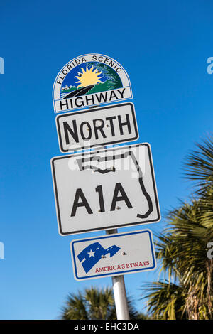 L'autoroute A1A SIGNER, Florida, USA Banque D'Images