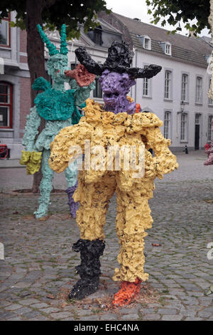 Une partie de la bande musicale de carnaval en sculpture Square Vrijthof, Maastricht, Limbourg, Pays-Bas. Banque D'Images