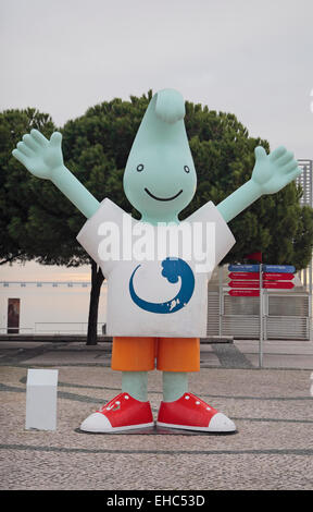 'Gil', l'exposition universelle Expo 98 Mascot à Parque das Nações, Lisbonne, Portugal. Banque D'Images