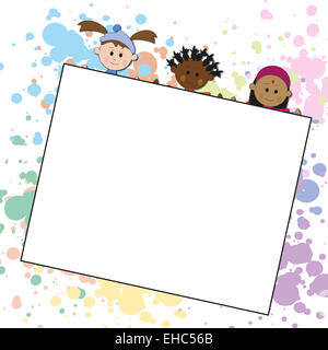 Illustration d'enfants avec un livre blanc Banque D'Images