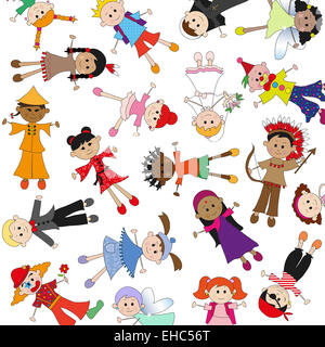 Illustration d'enfants dans l'arrière-plan arrière-plan blanc Banque D'Images