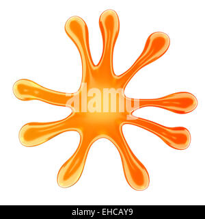 Microbe ou de liquide orange splash isolated on white Banque D'Images