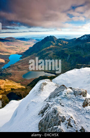 Le CWM Idwal & l'Ogwen Valley, de Y Garn, Parc National de Snowdonia, le Nord du Pays de Galles, Royaume-Uni Banque D'Images