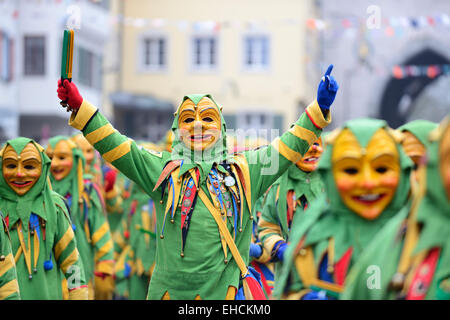 Swabian-Alemannic Narrensprung traditionnels Fastnacht, Ravensburg, défilé de carnaval, Burgnarren Waldenburg groupe, Ravensburg Banque D'Images