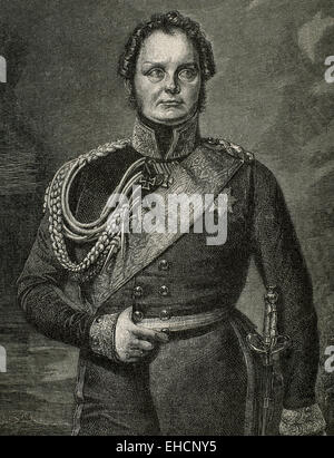 Frédéric-guillaume IV de Prusse (1795-1861). Roi de Prusia 1840-1861. Portrait. Gravure de Niedermann. 19e siècle. Banque D'Images