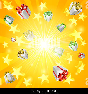 Un don présent fort et star jackpot ou fond de Noël Banque D'Images